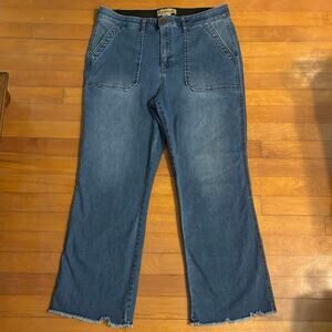 Democracy Plus Size 14 Ab Technology Wide Leg Jeans Raw Hem Patch Pockets